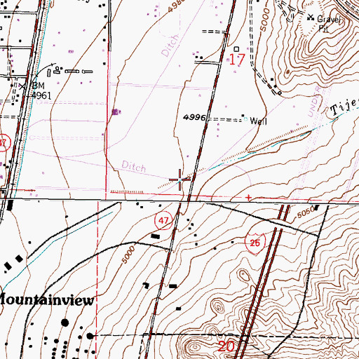 Topographic Map of Tijeras Arroyo, NM