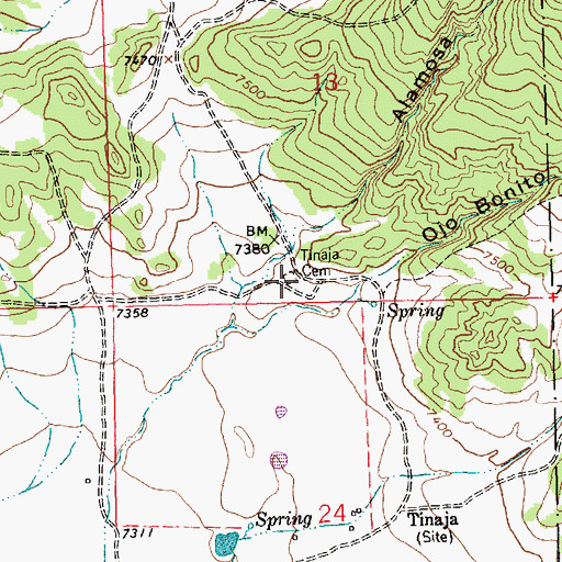 Topographic Map of Tinaja Cemetery, NM