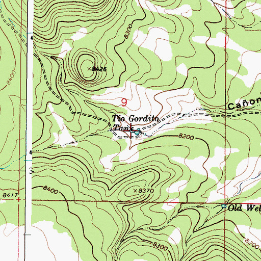 Topographic Map of Tio Gordito Tank, NM