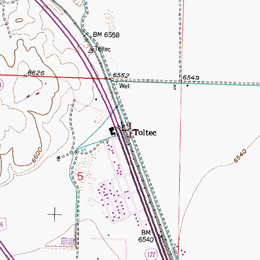 Topographic Map of Toltec, NM