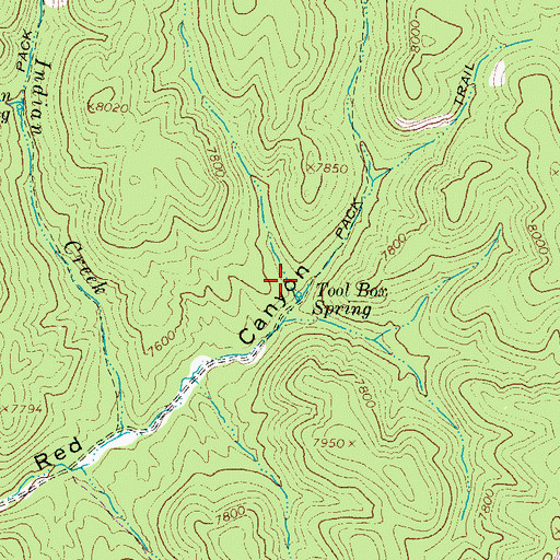 Topographic Map of Tool Box Spring, NM