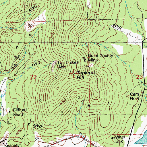 Topographic Map of Topknot Hill, NM