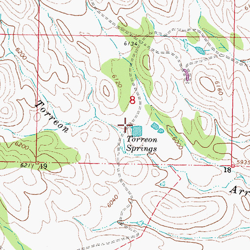 Topographic Map of Torreon Springs, NM