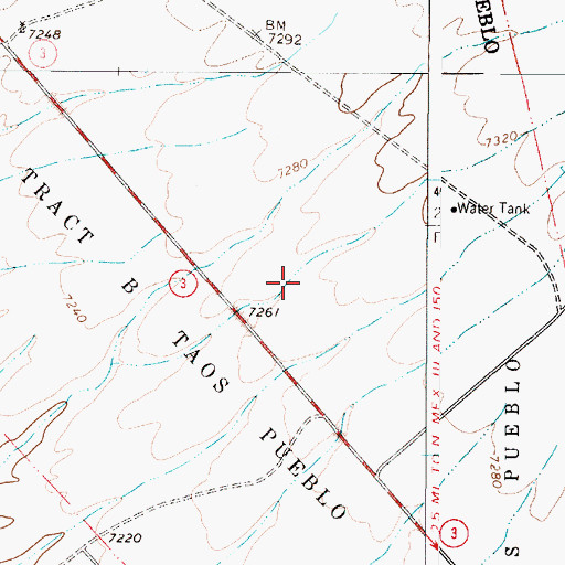 Topographic Map of Tract B Taos Pueblo, NM