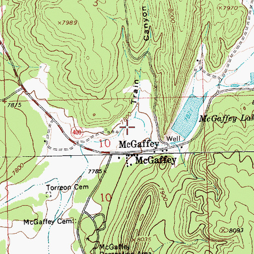 Topographic Map of Train Canyon, NM