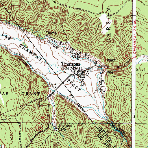 Topographic Map of Trampas, NM