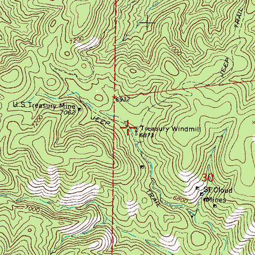 Topographic Map of Treasury Windmill, NM