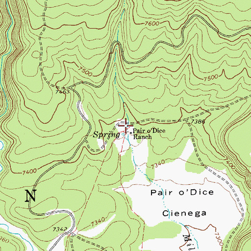 Topographic Map of Pair o'Dice Ranch, AZ
