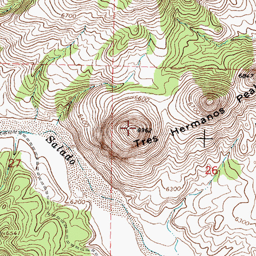 Topographic Map of Tres Hermanos Peaks, NM