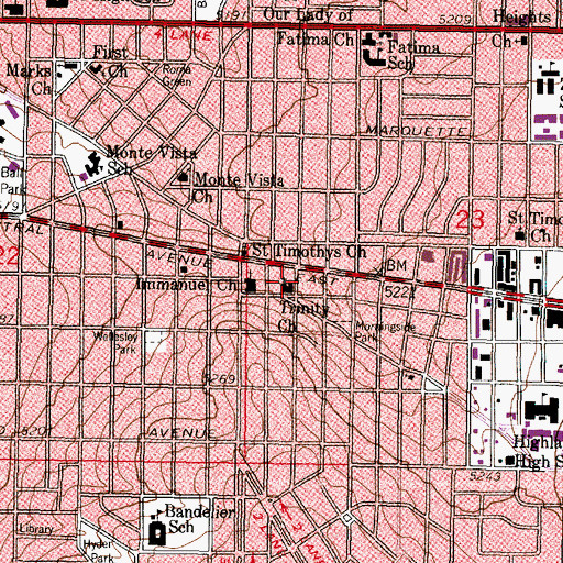 Topographic Map of Trinity United Methodist Church, NM