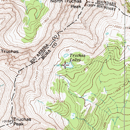 Topographic Map of Truchas Lakes, NM