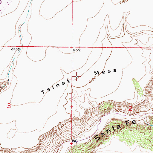 Topographic Map of Tsinat Mesa, NM