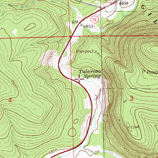 Topographic Map of Tularosa Spring, NM