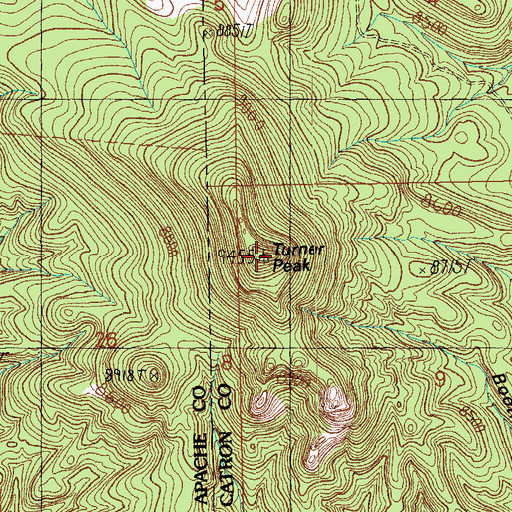 Topographic Map of Turner Peak, NM