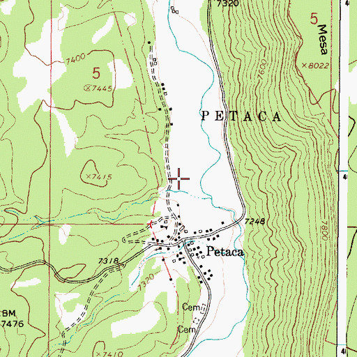 Topographic Map of Tusas Box, NM