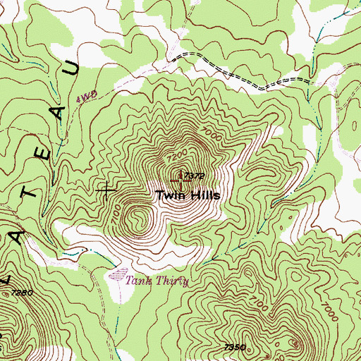 Topographic Map of Twin Hills, NM