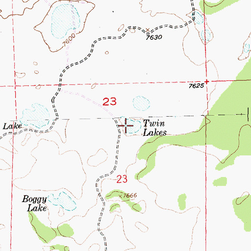 Topographic Map of Twin Lakes, NM