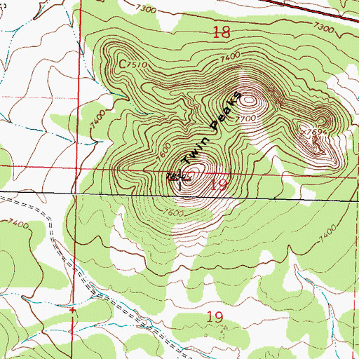 Topographic Map of Twin Peaks, NM