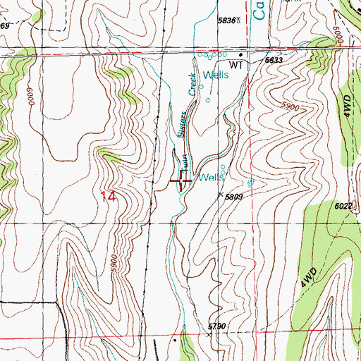 Topographic Map of Twin Sisters Creek, NM