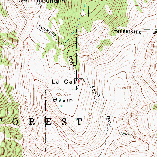 Topographic Map of Twining Blue Lake Trail, NM