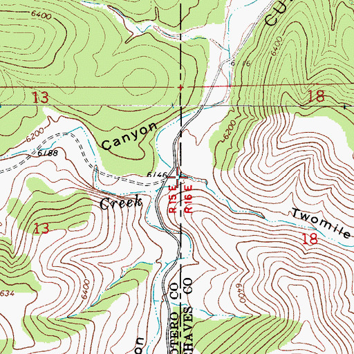 Topographic Map of Twomile Canyon, NM