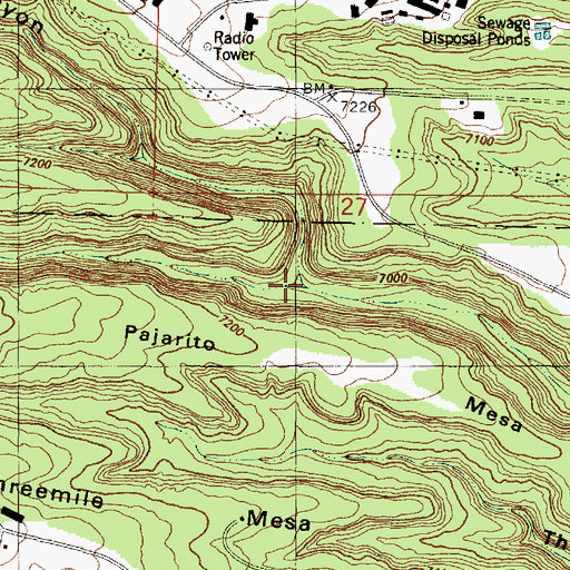 Topographic Map of Twomile Canyon, NM