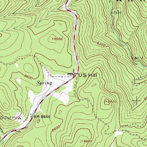 Topographic Map of U S Hill, NM