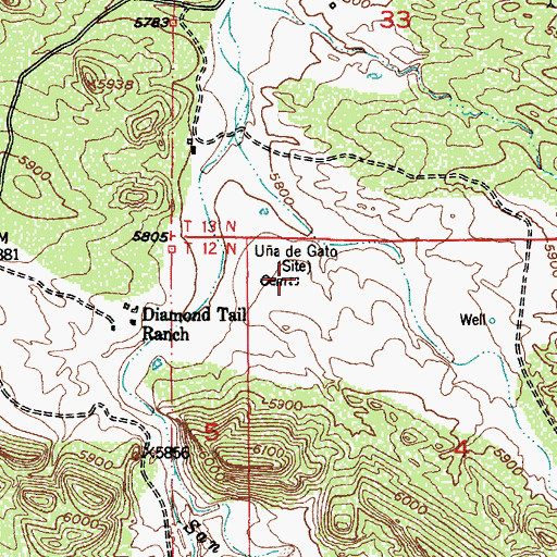 Topographic Map of Ua de Gato, NM