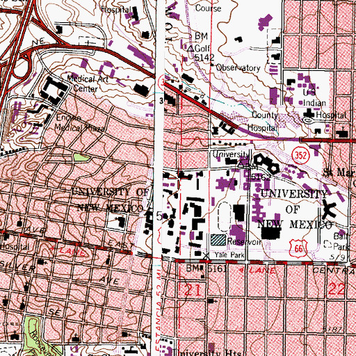 Topographic Map of University of New Mexico - Main Campus, NM