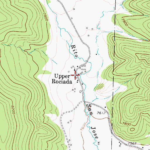 Topographic Map of Upper Rociada, NM