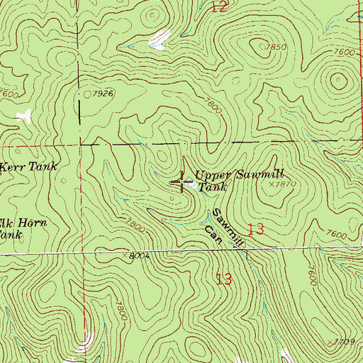 Topographic Map of Upper Sawmill Tank, NM