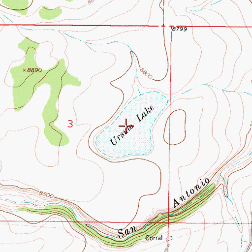 Topographic Map of Ursulo Lake, NM