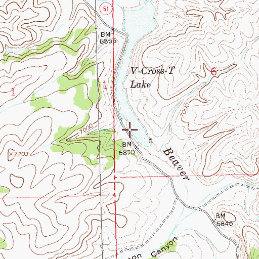 Topographic Map of V-Cross-T Lake, NM