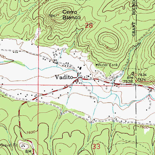 Topographic Map of Vadito, NM