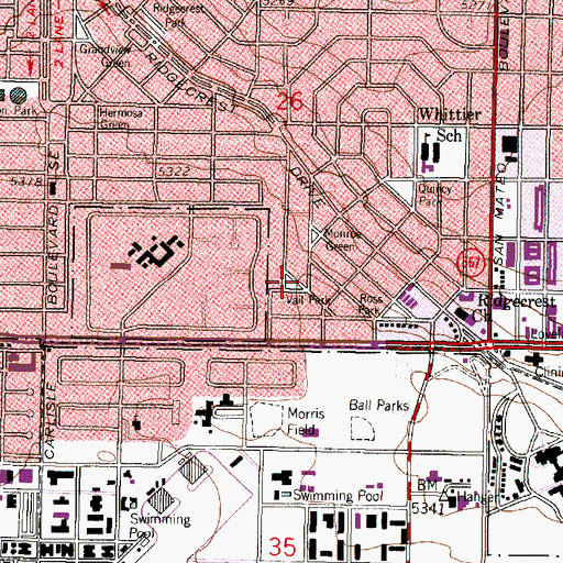 Topographic Map of Vail Park, NM
