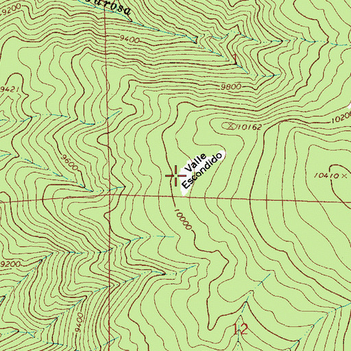 Topographic Map of Valle Escondido, NM