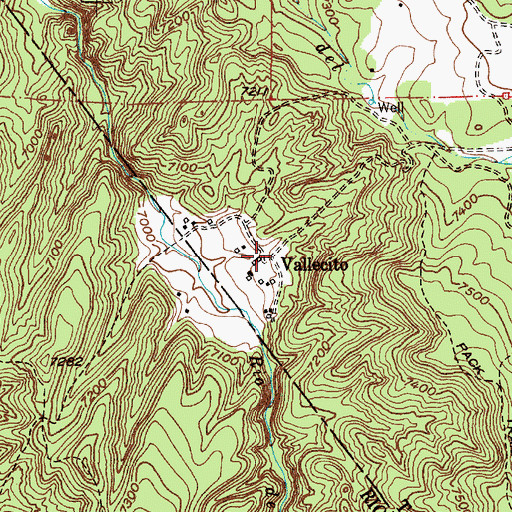 Topographic Map of Vallecito, NM
