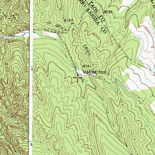 Topographic Map of Vallecitos, NM