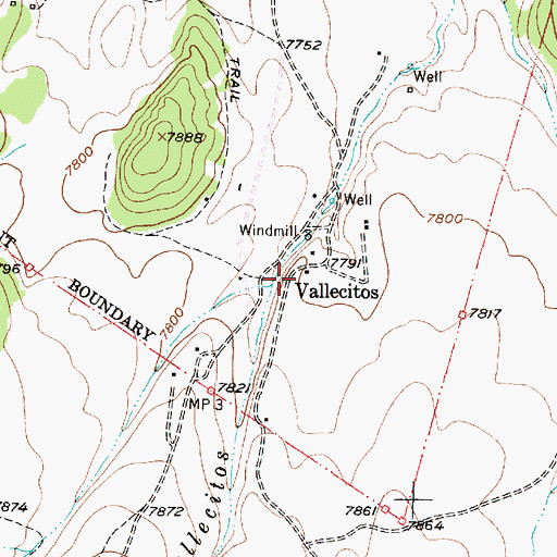Topographic Map of Vallecitos, NM