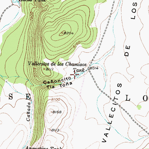 Topographic Map of Vallecitos de los Chamisos Tank, NM