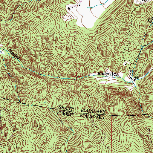 Topographic Map of Vallecitos de Arriba, NM