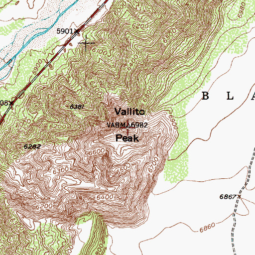 Topographic Map of Vallito Peak, NM