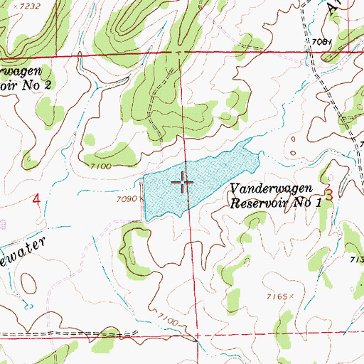Topographic Map of Vanderwagen Reservoir Number One, NM
