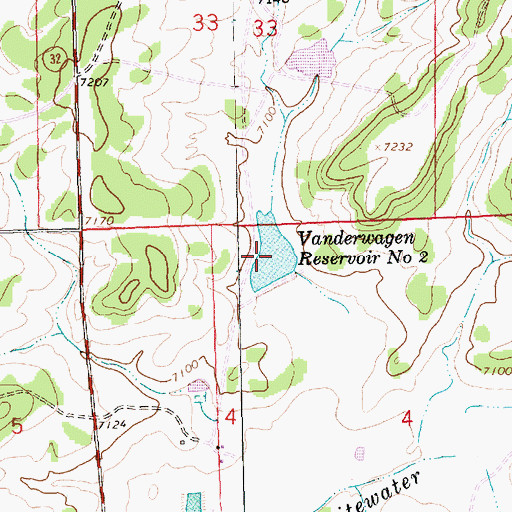 Topographic Map of Vanderwagen Reservoir Number Two, NM