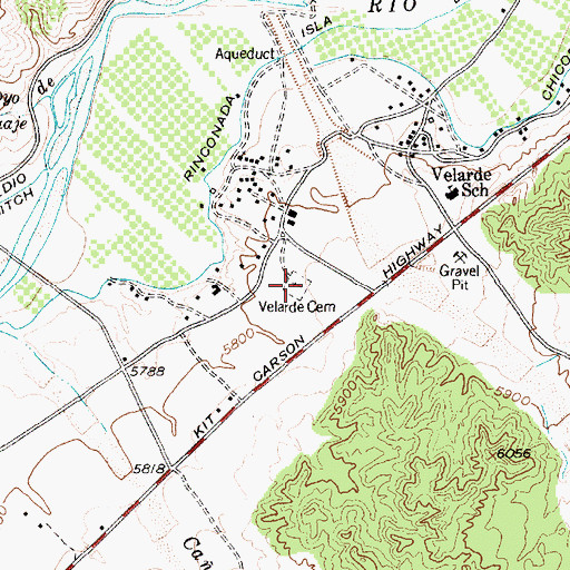 Topographic Map of Velarde Cemetery, NM