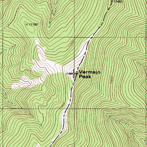 Topographic Map of Vermejo Peak, NM