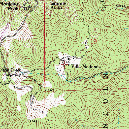 Topographic Map of Villa Madonna, NM