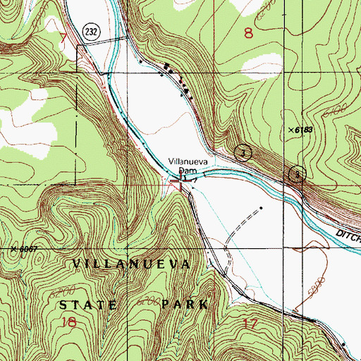 Topographic Map of Villanueva Dam, NM