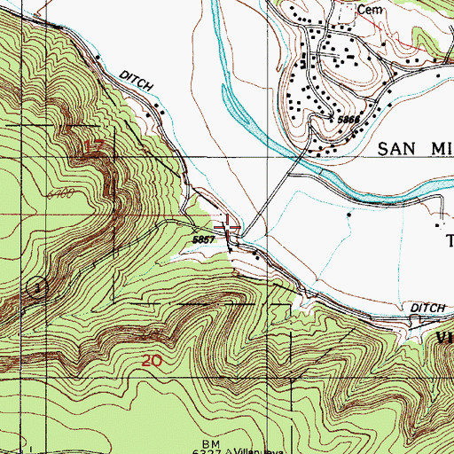 Topographic Map of Villanueva Southside Ditch, NM