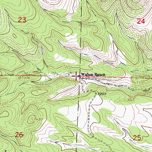 Topographic Map of Wahoo Ranch, NM